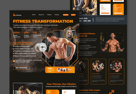 Gym Fitness Services Landing Page Design Template