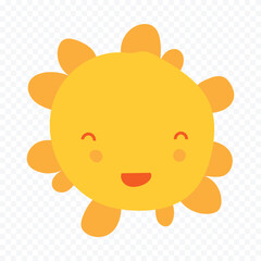 Hand draw cute sun illustration on white background