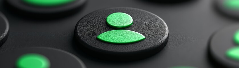 Vivid green button on a sleek black keyboard, closeup of modern technology and digital input