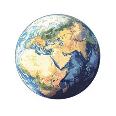 Obraz premium Flat style illustration of Planet Earth, isolated on a white background. PNG