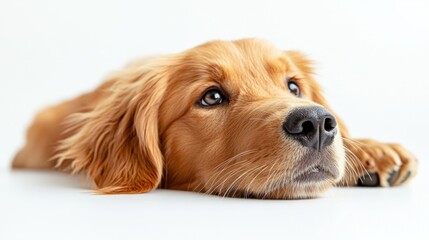 Close-up Portrait of a Golden Retriever Puppy with its Nose and Whiskers in Focus