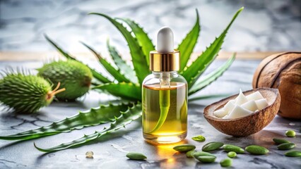 Fototapeta premium Nourishing Oil Serum for Hair Growth and Repair - Advanced Treatment Solutions for Damaged Hair Health