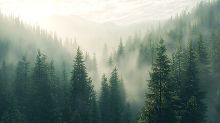 A Serene Landscape Featuring Tall Trees and Soft Green Grass