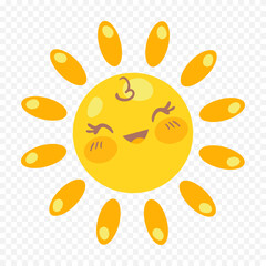 Hand draw cute sun illustration on white background