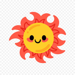 Hand draw cute sun illustration on white background