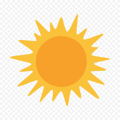 Hand draw cute sun illustration on white background