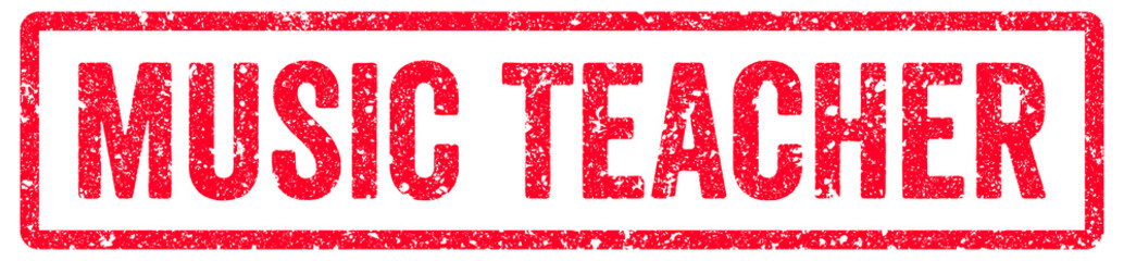 Music Teacher Stamp Transparent Seal, Red Grunge Music Teacher Word Rubber Stamp Seal