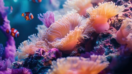 Close-up of Vibrant Coral with Clownfish in the Background