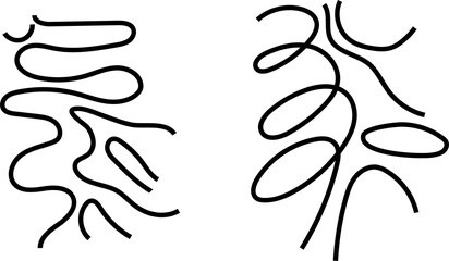 Abstract scribble lines pattern. Transparent background. Design pattern with wavy lines. Background of doodle hand drawn lines. Monochrome wave pattern. Coloring book page. Calligraphic curved lines.