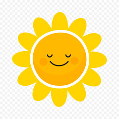 Hand draw cute sun illustration on white background