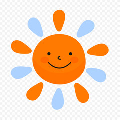 Hand draw cute sun illustration on white background