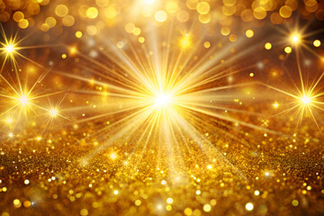Obraz premium Golden Light Sparkle Abstract Background. Festive Celebration