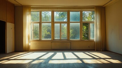 Sunlit Room: An Abandoned Space Bathed in Golden Light