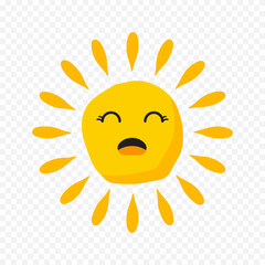 Hand draw cute sun illustration on white background
