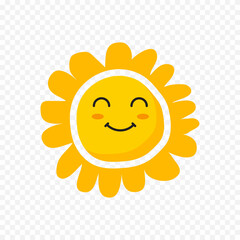 Hand draw cute sun illustration on white background