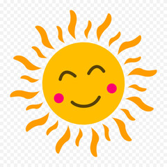 Hand draw cute sun illustration on white background