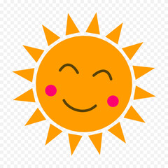 Hand draw cute sun illustration on white background