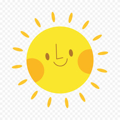 Hand draw cute sun illustration on white background