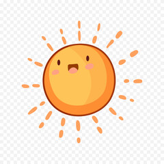 Hand draw cute sun illustration on white background