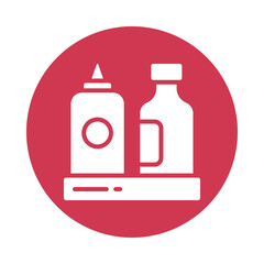 Ketchup Bottle Vector circle Outline Icon.  Eps 10 File