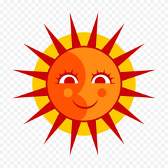 Hand draw cute sun illustration on white background