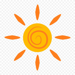 Hand draw cute sun illustration on white background