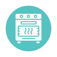Cooking range Vector circle Outline Icon.  Eps 10 File