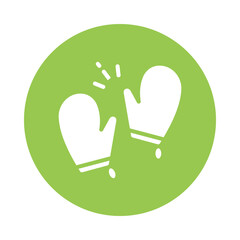 Oven gloves Vector circle Outline Icon.  Eps 10 File