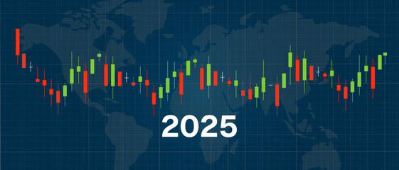 Obraz premium Market consolidation in 2025 stock exchange candle stick chart sideways support level not going anywhere economy finance