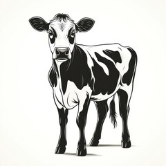 Fototapeta premium Black and white illustration of a calf.