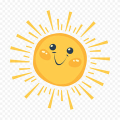 Hand draw cute sun illustration on white background