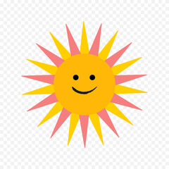 Hand draw cute sun illustration on white background
