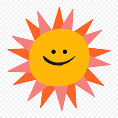 Hand draw cute sun illustration on white background