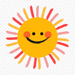 Hand draw cute sun illustration on white background