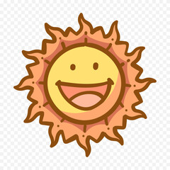 Hand draw cute sun illustration on white background