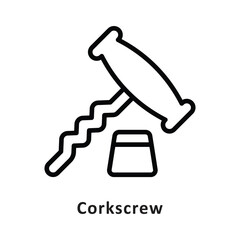 Corksrew Vector Outline Icon. Eps 10 File 