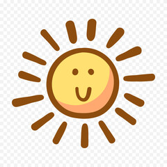 Hand draw cute sun illustration on white background