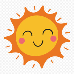 Hand draw cute sun illustration on white background