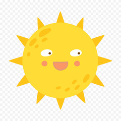 Hand draw cute sun illustration on white background