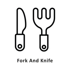 Fork And Knife Vector Outline Icon. Eps 10 File 
