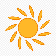 Hand draw cute sun illustration on white background