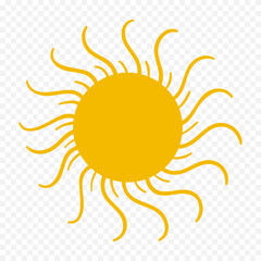 Hand draw cute sun illustration on white background