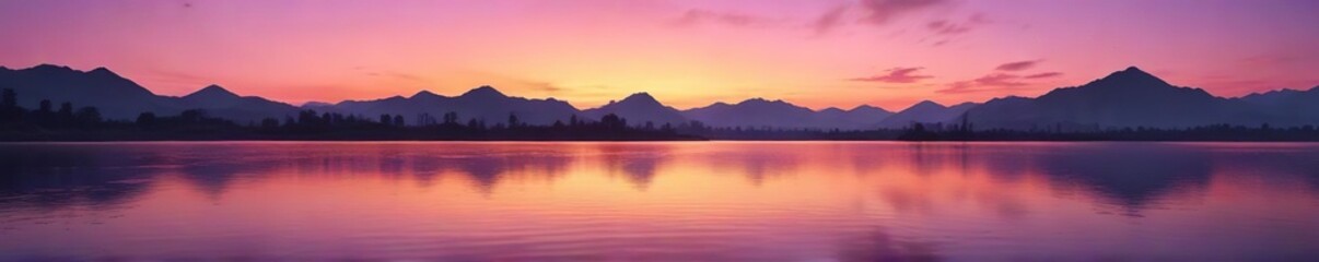 Fototapeta premium Fiery orange hues fade into soft pink and purple tones at dusk, breathtaking view, vibrant colors, peaceful evening