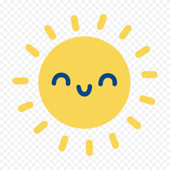 Hand draw cute sun illustration on white background