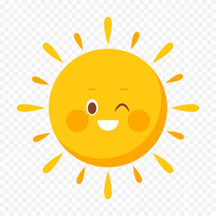 Hand draw cute sun illustration on white background