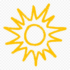 Hand draw cute sun illustration on white background