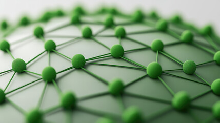 Global Green Logistics Network, interconnected green dots symbolize sustainable supply chains linking logistics hubs worldwide.