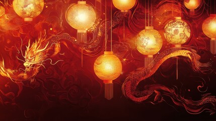 Chinese new year 2025 concept,Red snake flat lay top view, Happy Chinese new year with Red envelope and gold ingot,blessing, wealth on red background with copy space for your text.