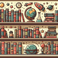 Illustration of a bookshelf © Andi