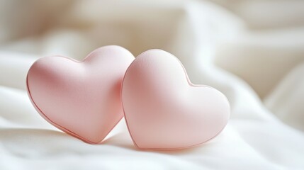 Obraz premium Soft pink hearts layered over a white background, creating a minimalist, affectionate design.